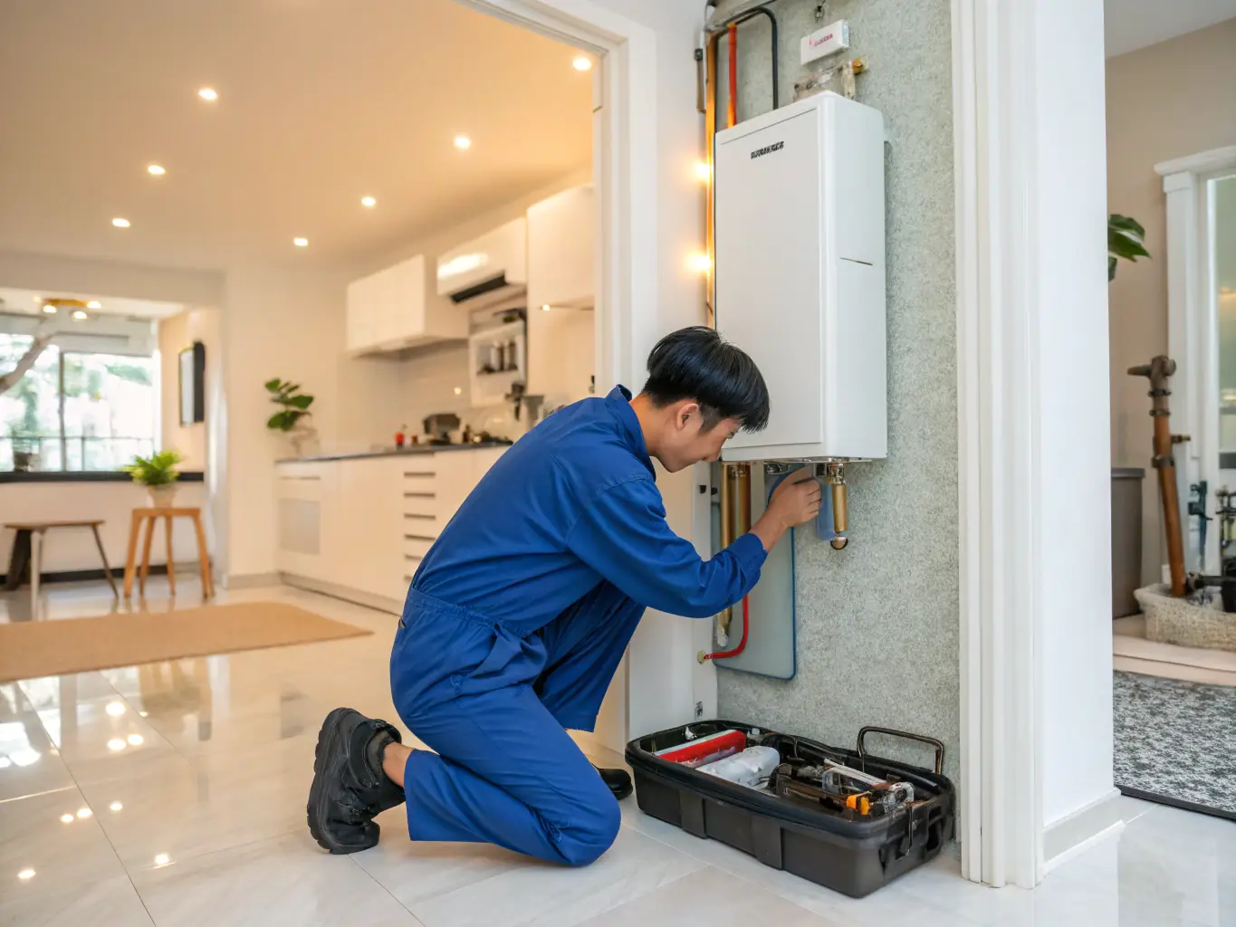 A Michaels HVAC Pros technician expertly repairing a furnace, highlighting the company's expertise in heating system maintenance and repair.
