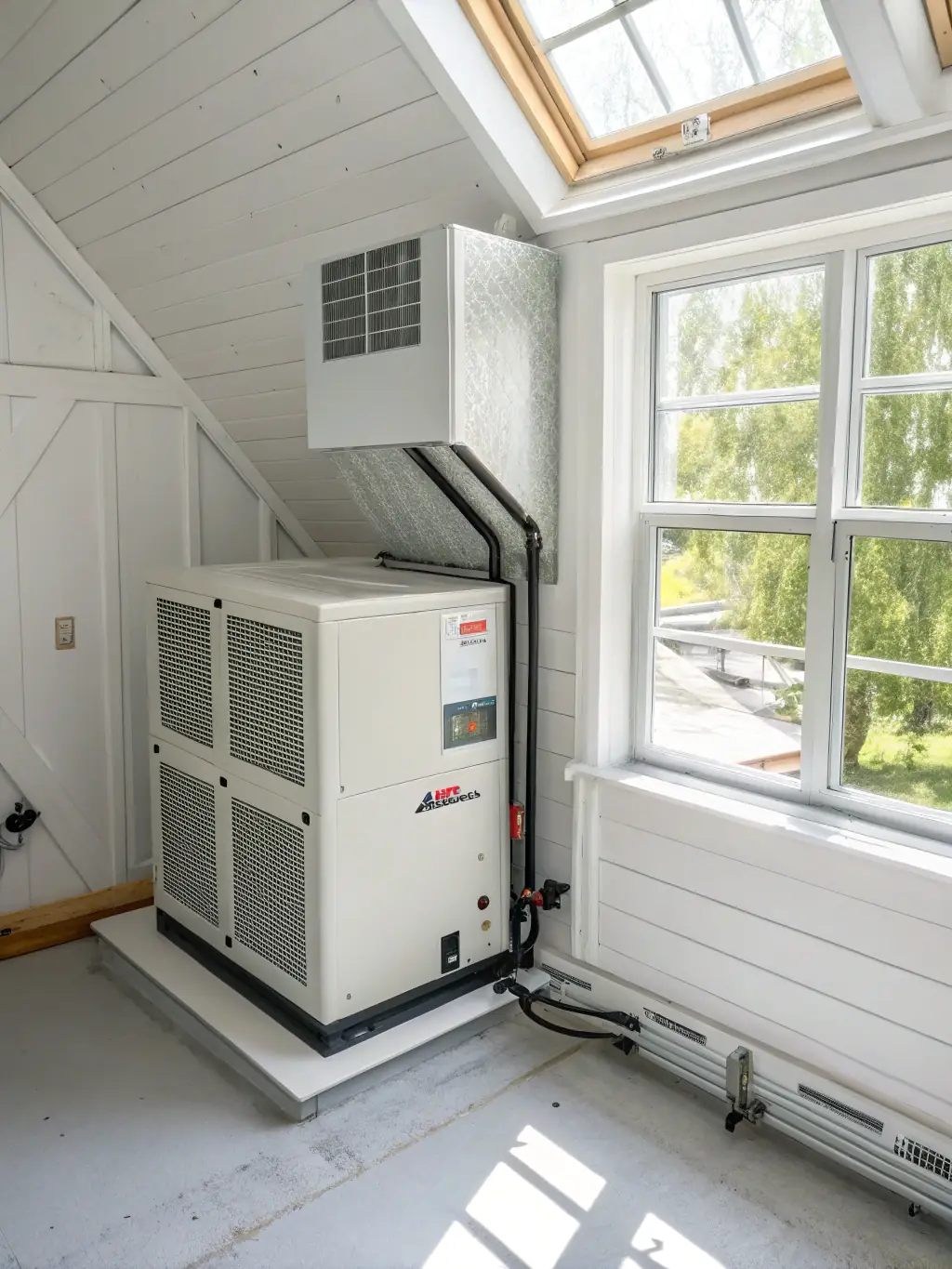 A newly installed, energy-efficient HVAC system in a home, demonstrating the benefits of upgrading to modern equipment.