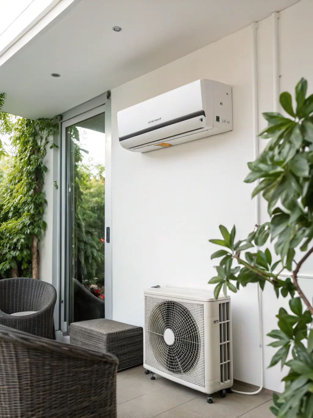 A Mitsubishi mini-split system demonstrating its zoning capabilities, with multiple indoor units connected to a single outdoor unit.